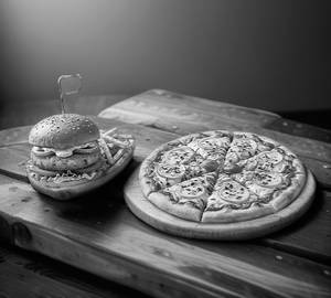 Cheese Onion Pizza +Aloo tikki Burger