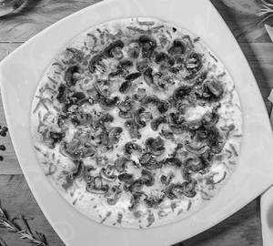 Funghi pizza bianca
