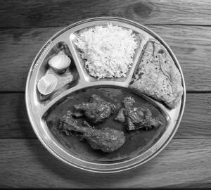 (1)White Rice (2) pulka Chicken Curry