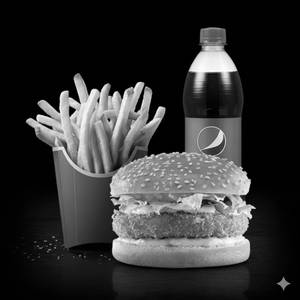 Chicken Burger + Fries + Soft Drinks