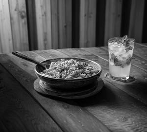 Red Sauce Egg Pasta + Lemon Mint Cooler
