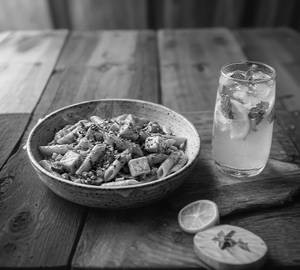 Red Sauce Paneer Pasta + Lemon Mint Cooler