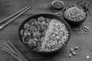 Veg Manchurian + Veg Fried Rice + Dry Noodles