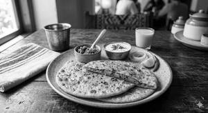 Aloo paratha with dahi