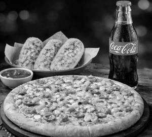 Corn Cheese Pizza + fries + coke