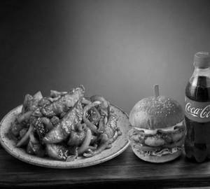 Chilli Potato With Veg Burger With Coke [200Ml]