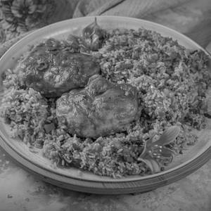 Veg Fried Rice With Chicken Curry Half