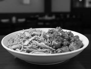 Chicken Fried Chow with Hot Garlic Chicken