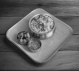 Sambar Rice With Side Dish And Pickle