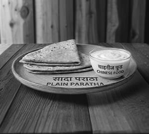 4 Plain Paratha With Curd [300 Ml]