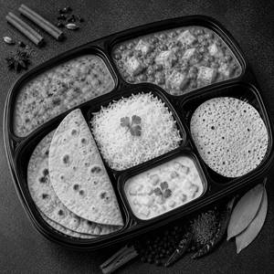 Dalfry + Matar Paneer + Steam Rice + 2 Fulka + Raita + Papad