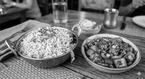 Jeera rice [full] with paneer chilli [half]