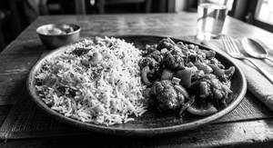 Jeera rice [full] with chicken chilli [half]