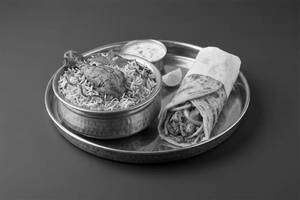 Hyderabadi chicken Biryani 1pc + 1 chicken roll