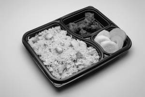 Chicken Fried Rice + Popcorn Kebab + Salad