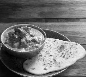 Plain naan with chicken butter masala