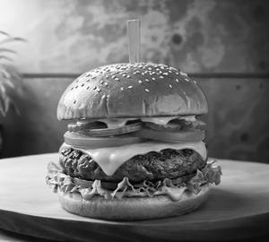 Classic Burger + Peach Ice Tea