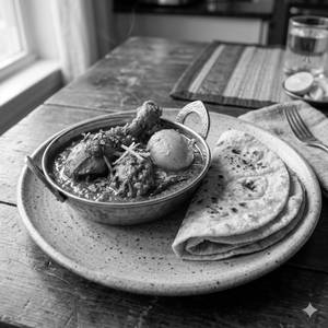 Chicken Kassa (2 pcs, 1 alu) + 3 Roti