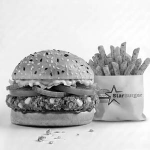 Spinach Corn Burger + Regular Peri Peri Fries