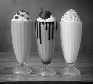Jumbo Glasses of Chocolate milkshake + strawberry milkshake + vanilla milkshake