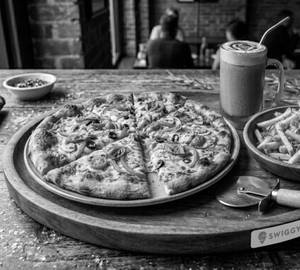 Veg cheese pizza+French fries+cold coffee