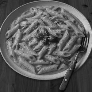 Penne Pasta With White And Red Sauce
