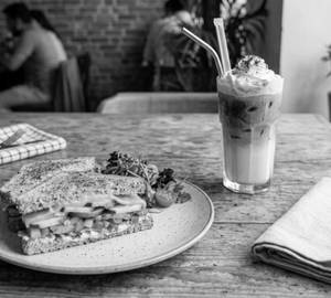 Vegitable Cheese Sandwich + Cold Coffee
