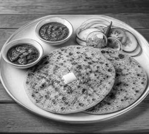 Two Aloo Paratha With Curd