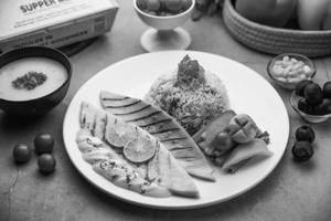 Grilled Fish With Sauteed Veggies And Herb Rice