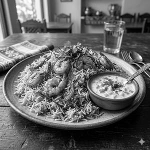 Prawn Biriyani With Raita