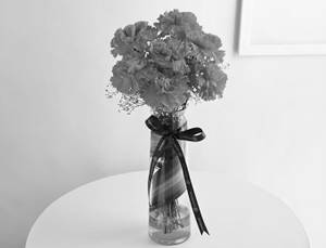 Pink Carnations In Glass Vase For Mom