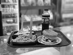 White Pasta + Chowmein + Veg Burger + Cold Drink (400ml)