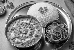 Matar Paneer Rice Mini Thali
