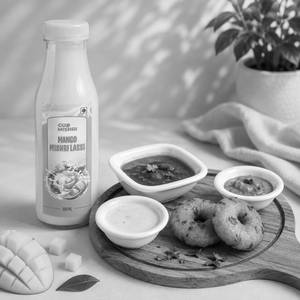 Vada With Sambhar + Mango Mishri Lassi