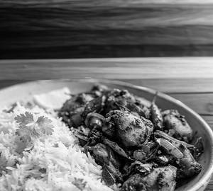 Plain Rice With Chicken Fry