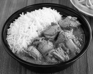 Plain Rice With Chicken Curry