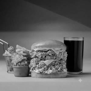 Chicken Tower Burger + 1Pc Fried Chicken + Fries + Soft Drink