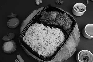 Soya Chaap Masala With Plain Rice