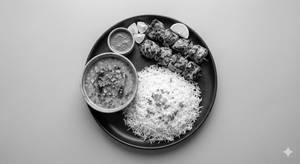 Rice,Dal With Chicken Tikka Combo