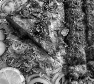 Briyani, Kabab, Fish, And Half Boil