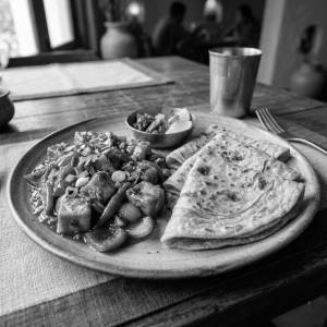 Paratha (3)+Paneer Chilly