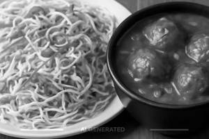 Veg Noodles + Veg Manchurian Gravy