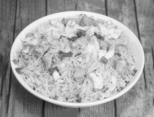Mix chicken and egg frice rice