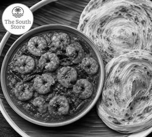 Kerala style prawns curry with kerala parotta