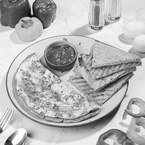 Masala Omelette {3 Eggs} With Bread & Dip