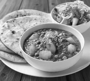 3 roti with aloo matar sabji
