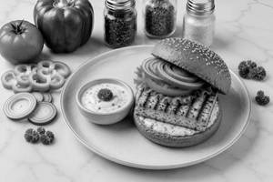 Grilled Paneer Burger With Ranch Yoghurt