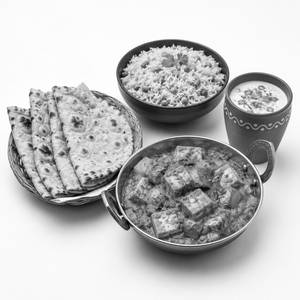 Kadhai Paneer + 4 Tandoori Roti + Veg Pulao + Masala Chaach