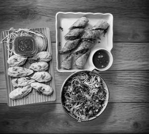 Paneer Momos, Hakka Noddles noodles paneer momo And Spring Roll