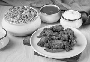 Hyderabadi Chicken Briyani With Spicy Guntur Chicken Fry